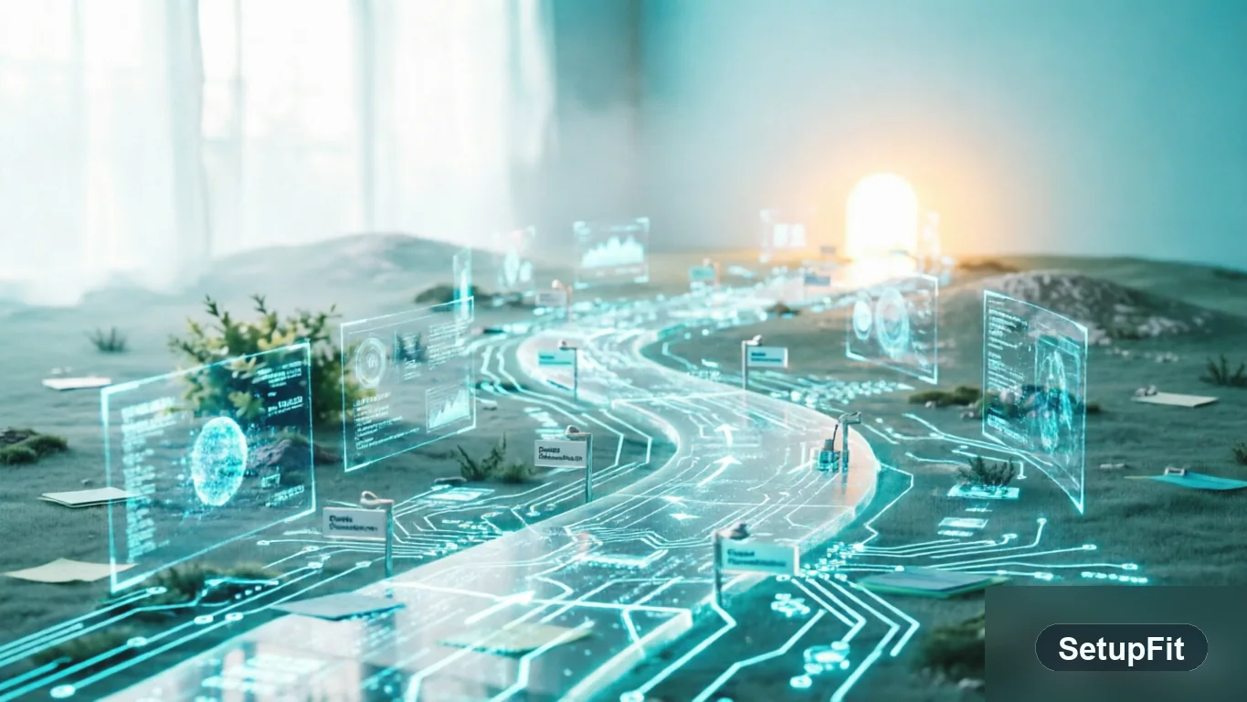 A guided proof path with evidence checkpoints leading to a clear destination.